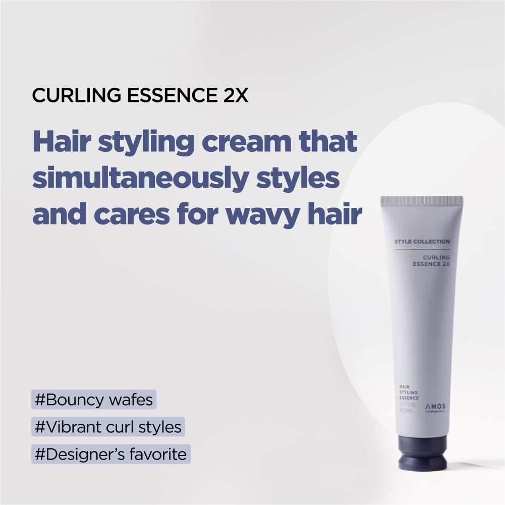 AMOS PROFESSIONAL Curl Defining Cream 2X | For Wavy and Curly hair | Anti-Frizz Hair Styling Gel, 2 in 1 Hydrate and Smooths, Korean Hair Essence, 5.1 fl. Oz