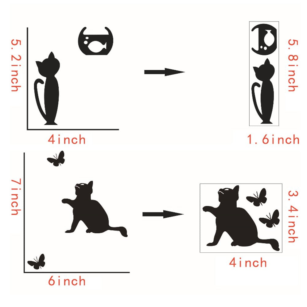 Removable Switch Sticker, 6 Pcs Cute Black Cats Cartoon Wall Sticker, Light Switch Decor Decals, Family DIY Decor Art Stickers Home Decor Wall Art for Kids Living Room Office Home Decoration