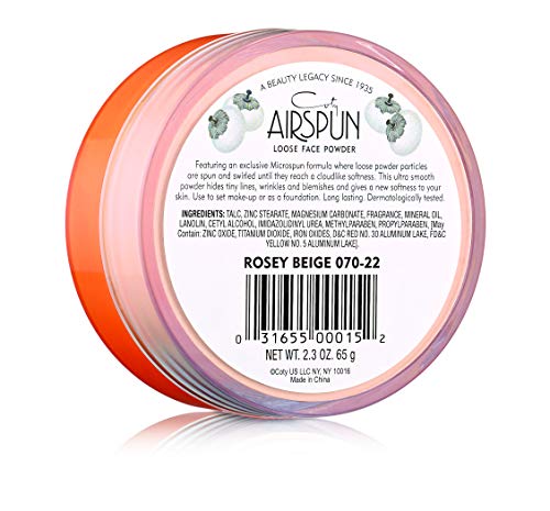 Coty Airspun Loose Face Powder 2.3 oz. Rosey Beige Tone Loose Face Powder, for Setting Makeup or Foundation, Lightweight, Long Lasting, Pink,Pack of 1