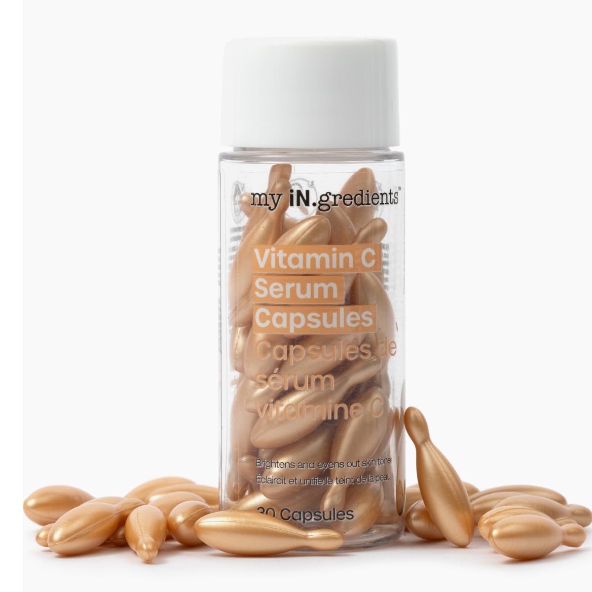 Masque Bar My Ingredients 10% Vitamin C Serum Capsules for Face - Serum Capsule for Evening Out Skin Tone & Instant Hydration, Korean Skin Care Treatment, 30 Mineral Oil Free, Paraben Free Capsules