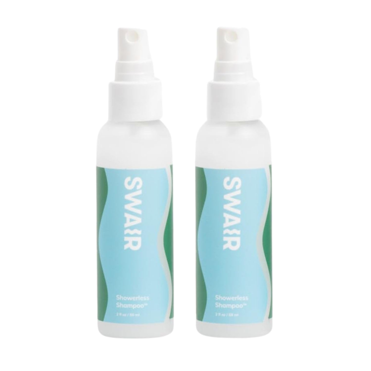 SWAIR Showerless Shampoo Travel Size - Rinse Free - Clean Ingredients - Perfect for Gym Bag or Carry-On (2 Pack)