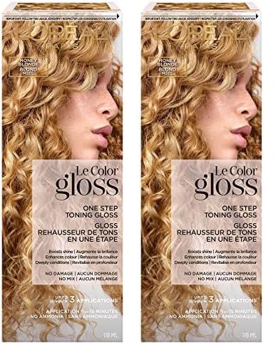L'Oreal Paris Le Color One Step Toning Hair Gloss, Honey Blonde, 4 Ounce (Pack of 2)