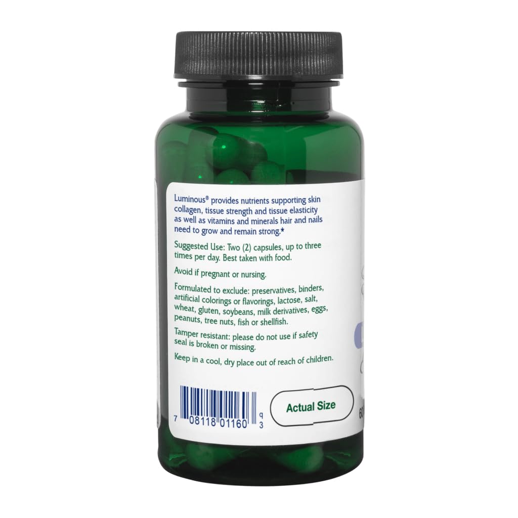 Vitanica Luminous, Hair, Skin and Nail Support, Vegan, 60 Capsules