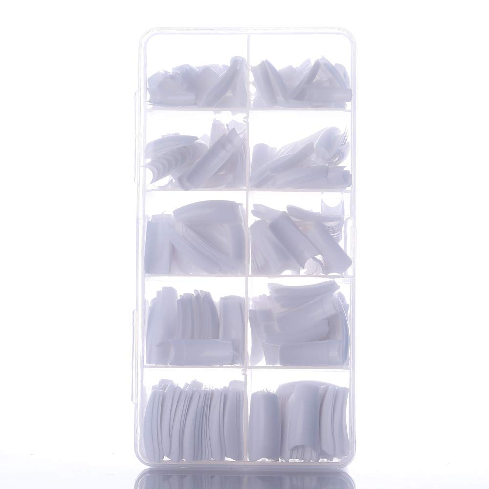 White: Yimart 500Pcs White French Acrylic Style Artificial False Nails Tips With Box (White)