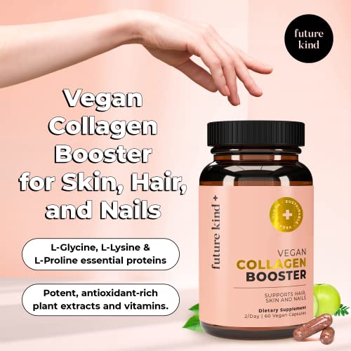 Future Kind Vegan Collagen - Supports Collagen Production with Biotin and Vitamin C (60 Capsules in Glass Bottle)