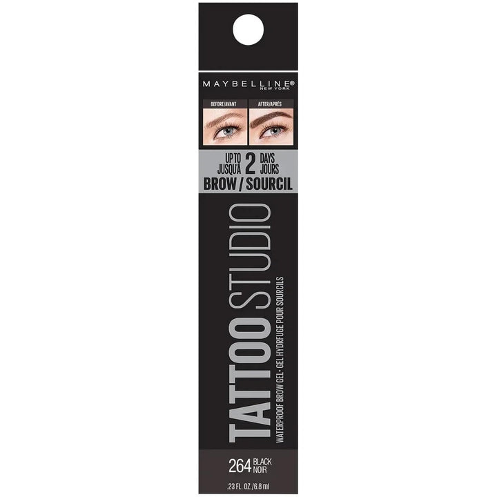 Maybelline TattooStudio Waterproof Eyebrow Gel Makeup, 264 BLACK, 1 Count