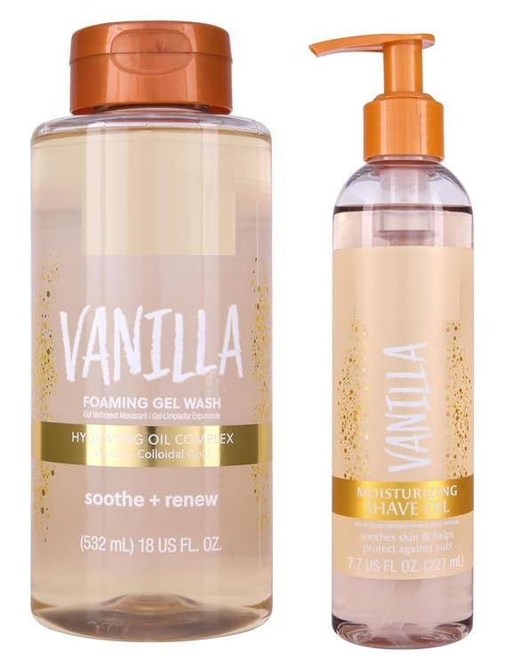 T. Hut Vanilla Foaming Gel Wash, 18 oz, Moisturizing Bare Shave Oil, 7.7 fl oz