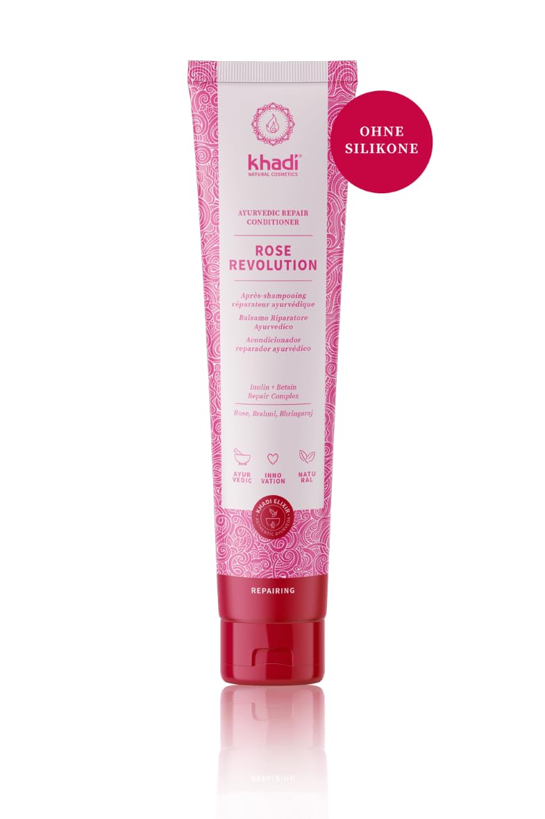 KHADI ROSE REVOLUTION Ayurvedic Repair Conditioner, Instant combility and daily care without silicones, 100% natural, vegan & sulfate-free, Certified Natural Cosmetics, 6.7oz