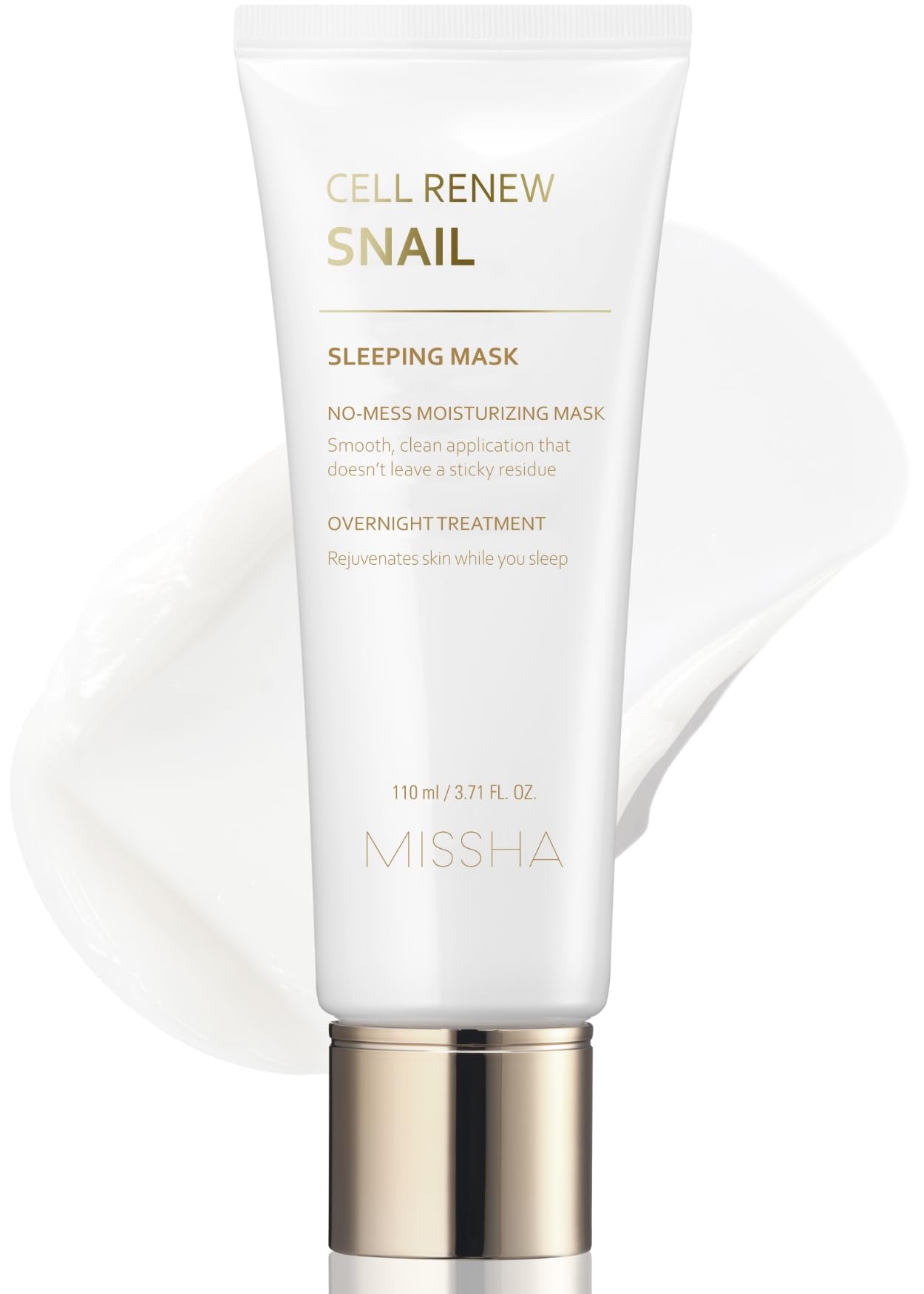 MISSHA Cell Renew Snail Sleeping Mask 3.71 Fl oz I Korean Overnight Face Mask with Snail Slime Extract for Acne Scars, Wrinkles, Redness & Dull Skin