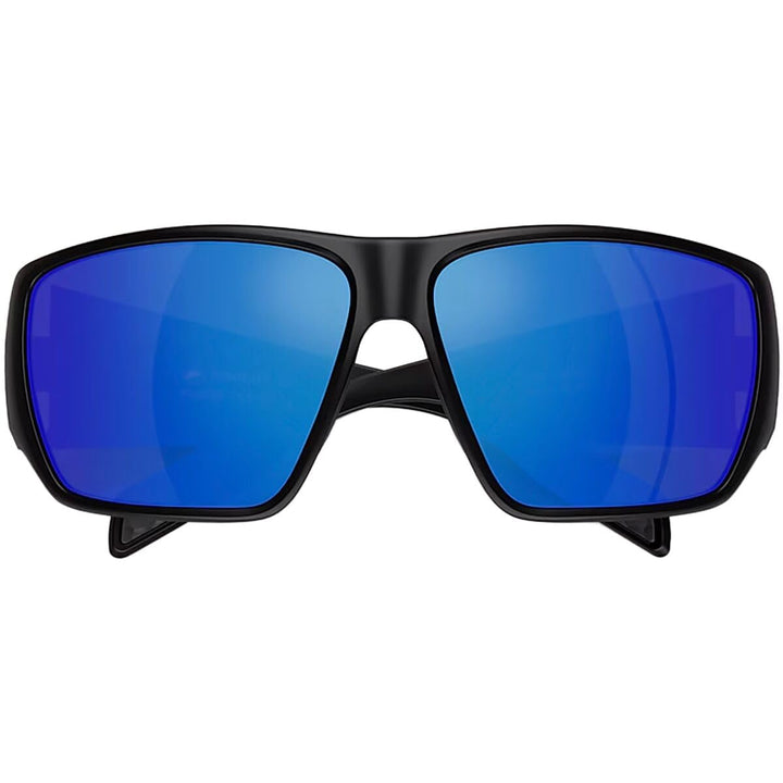 Native Eyewear Men's XD9047 Sightcaster II Rectangular Sunglasses, Matte Black/Blue Mirrored Polarized, 64 mm