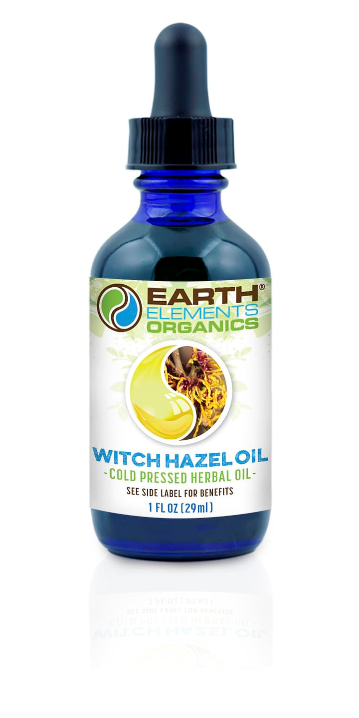 Earth Elements Organics Organic Witch Hazel Oil Raw, Infused, Pressed Astringent, Moisturizer, Hydration 1fl.oz.