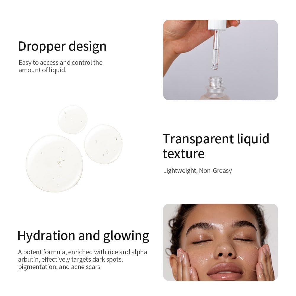 Glow Deep Serum, 68% Rice Bran Water, 2% Alpha-Arbutin, Hydrating Facial Soothing Serum, Deep Moisturizing, Fast absorption, Even Tone