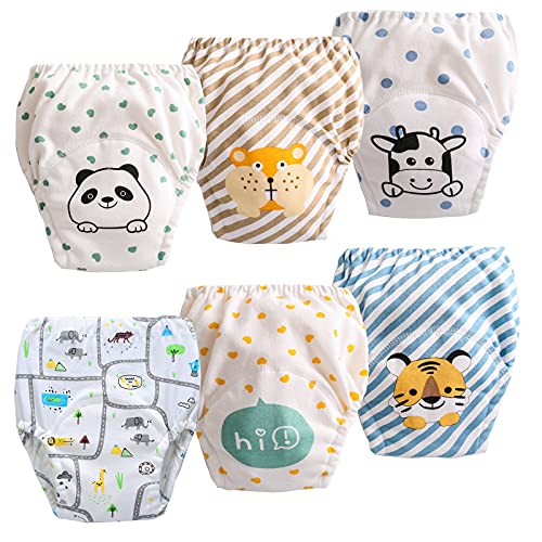 6 Pack Potty Training Pants for Boys Girls, Learning Designs Training Underwear Pants(4T-5.5T)