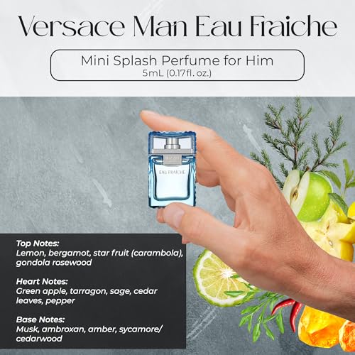 Versace Cologne for Men Set of 4 Mini Eros, Pour Homme, Dylan Blue, Eau Fraiche Perfume for Men Fragrance Sampler Set - Designer Mens Cologne Samples (4 Count, 0.17 oz)