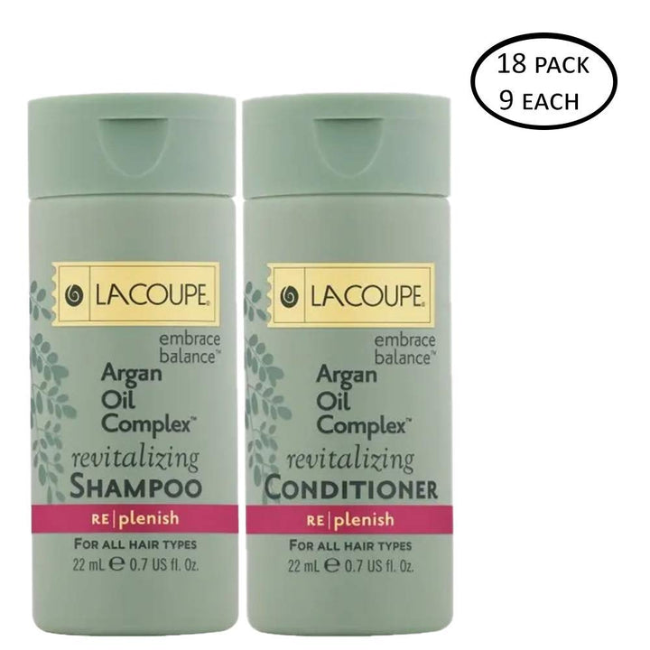Lacoupe Shampoo and Conditioner - Set of 18 0.75Oz each - 9 Each Shampoo and 9 Each Conditioner Total 13.5 Oz