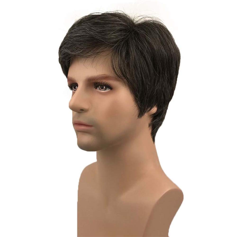 Aimole Synthetic Short Men Wigs Natural Body Wave Hair Heat Resistant Full Capless Wig