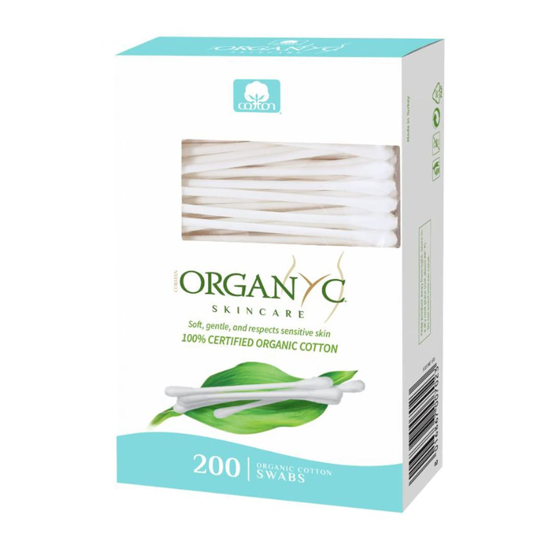 Organyc 100% Organic Cotton Swabs for Sensitive Skin, 200 Swabs