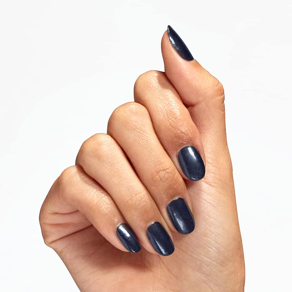 OPI Nail Lacquer Midnight Mantra | Opaque Dark Blue Crème Chip Resistant Nail Polish | Vegan, Fast Drying, Streak Free