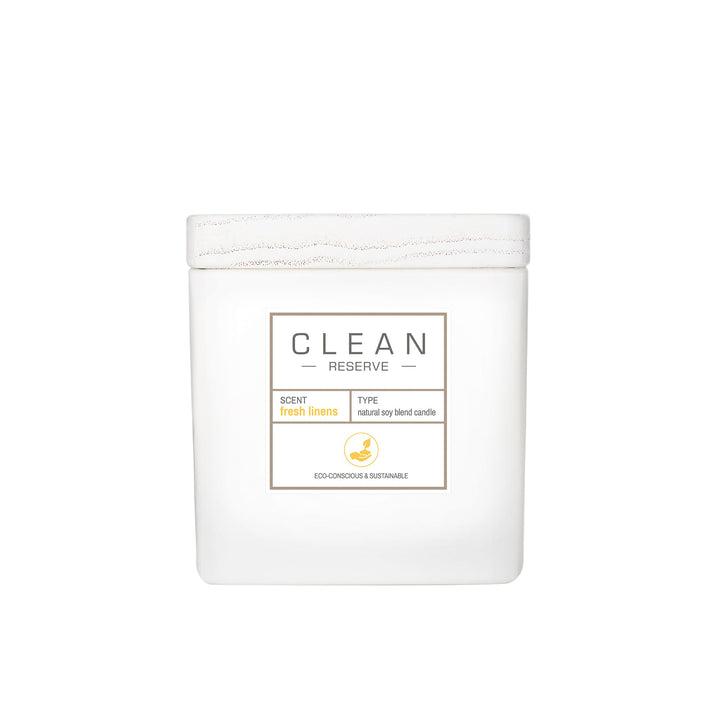 CLEAN SPACE Candle | Natural Soy Blend Scented Candle | Premium Non-Toxic Candle Made with Sustainable Ingredients | Up to 40 Hour Burn Time | 8 oz | Fresh Linens