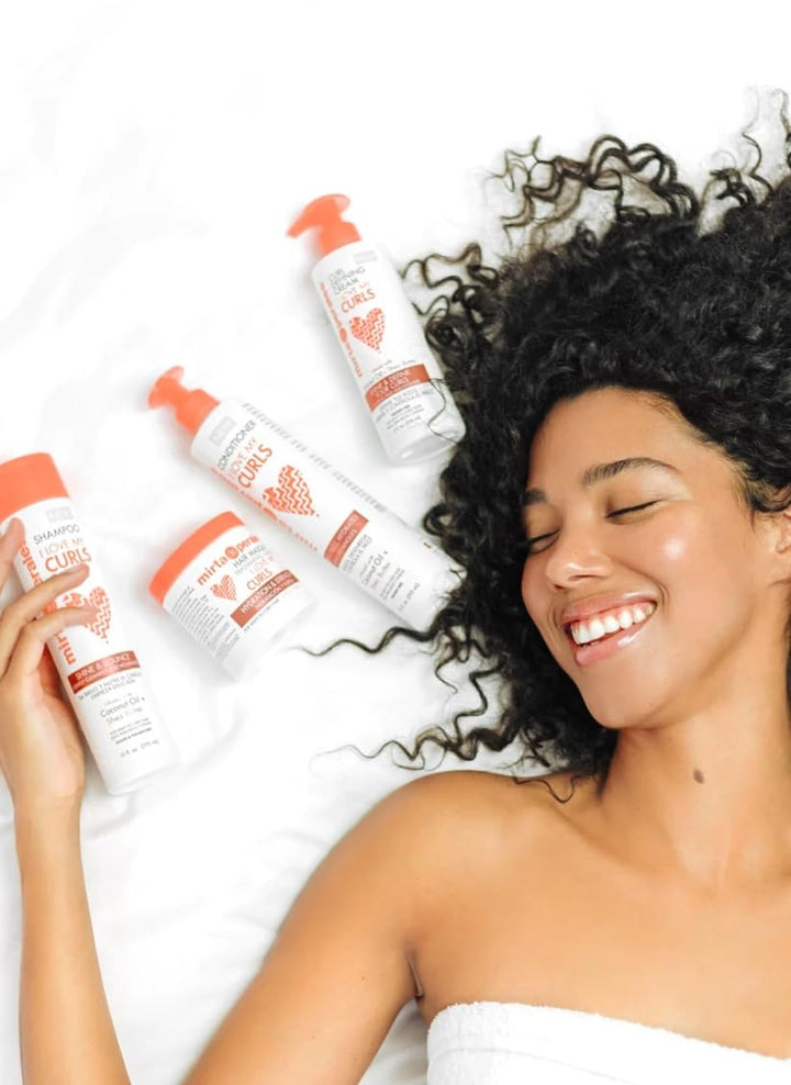 Mirta de Perales Moisturizing Hair Care Set - For Curly, Wavy, Kinky-Coily Tresses - Shampoo, Conditioner, Curl Defining Cream, and Hair Mask for Soft, Smooth Definition (4-Piece Basic)