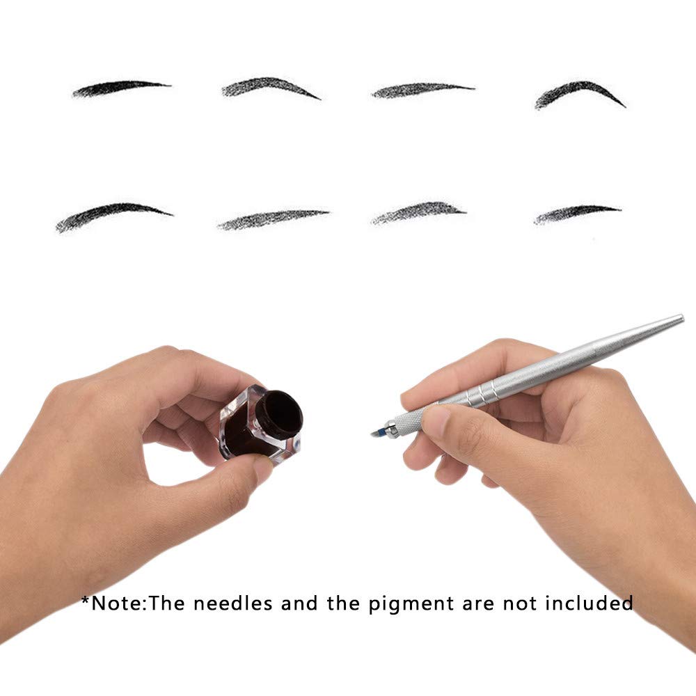 Pinkiou 3D Microblading Pen Silver Manual Tattoo Eyebrow Pen 5 Pieces For Permanent Makeup Supplies Machine Tool