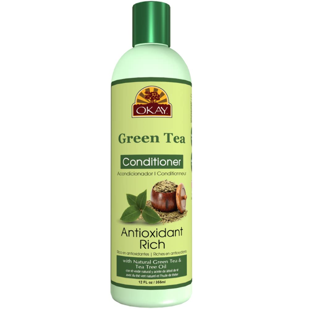 OKAY | Green Tea Nourishing Antioxidant Rich Conditioner | For All Hair Types & Textures | Revitalize - Rejuvenate - Restore | With Tea Tree Oil | Free of Paraben, Silicone, Sulfate | 12 oz
