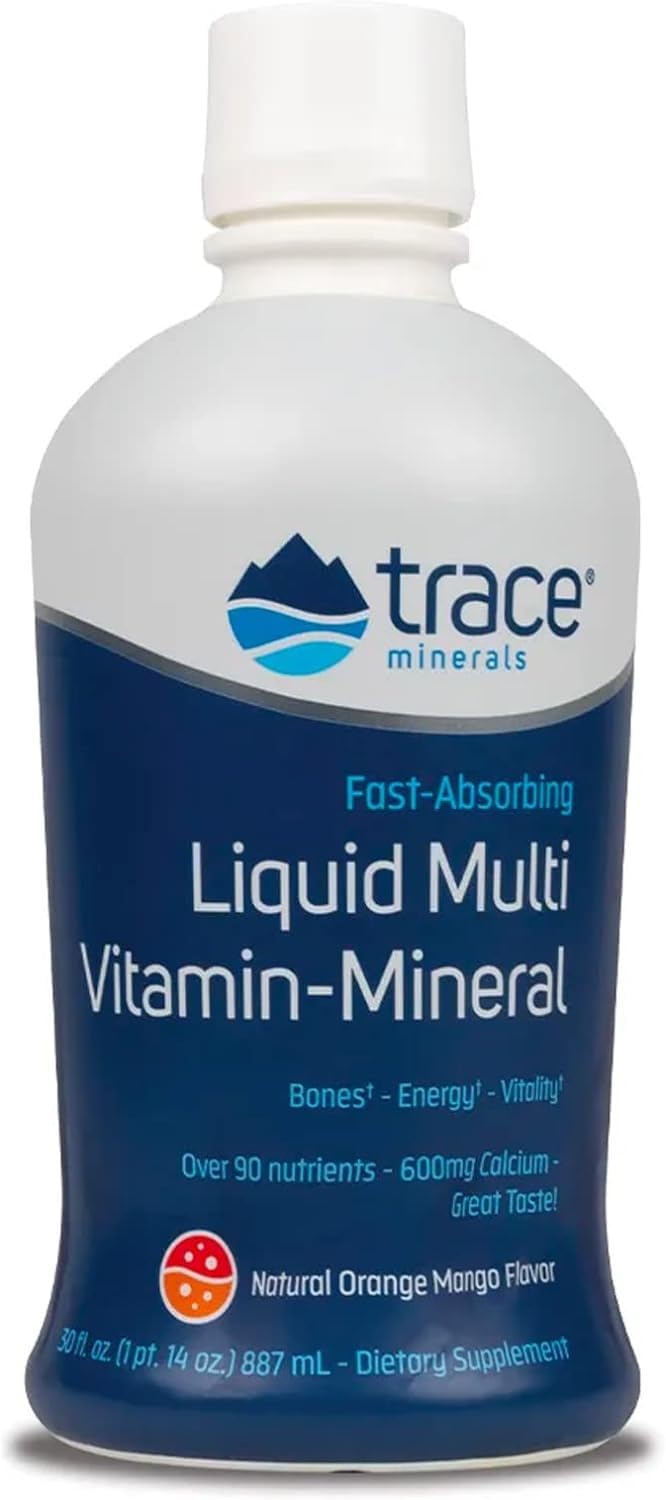 Trace Minerals Liquid Multi Vitamin-Mineral - Aid Body Mineral Health - Vitamin & Mineral Liquid Supplement - Supports Healthy Bones & Muscles - Natural Orange Mango, 30 fl oz (30 Servings)