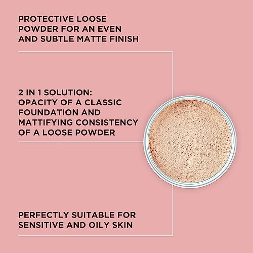 ARTDECO Mineral Powder Foundation - soft ivory – loose setting powder for a smooth & matte finish - medium coverage - perfect for sensitive & oily skin - makeup with zinc & magnesium - vegan - 0.53 Oz