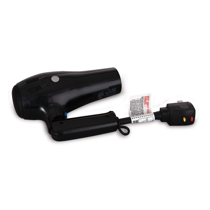 Sunbeam Retractable Cord Folding Handheld Hair Dryer with Concentrator, 1875 Watts, Cool Shot Button, Tourmaline Ionic, Black