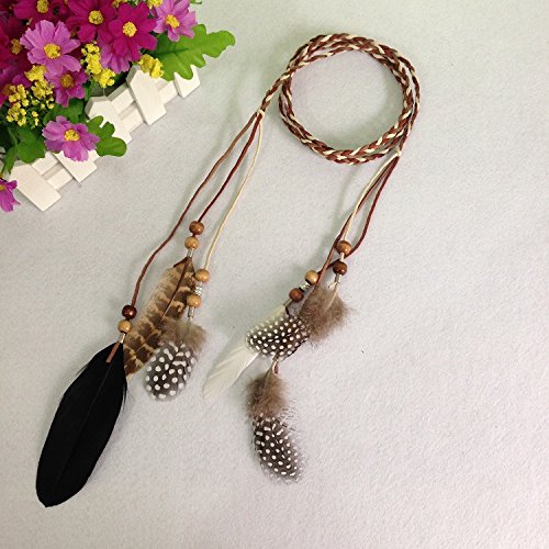 Women Lady Girls BOHO Peacock Feather Hairdressing Hair Band Head Band Folk Style Indian Handmade Headband Hair Hoop Headpiece Headwear Accessory