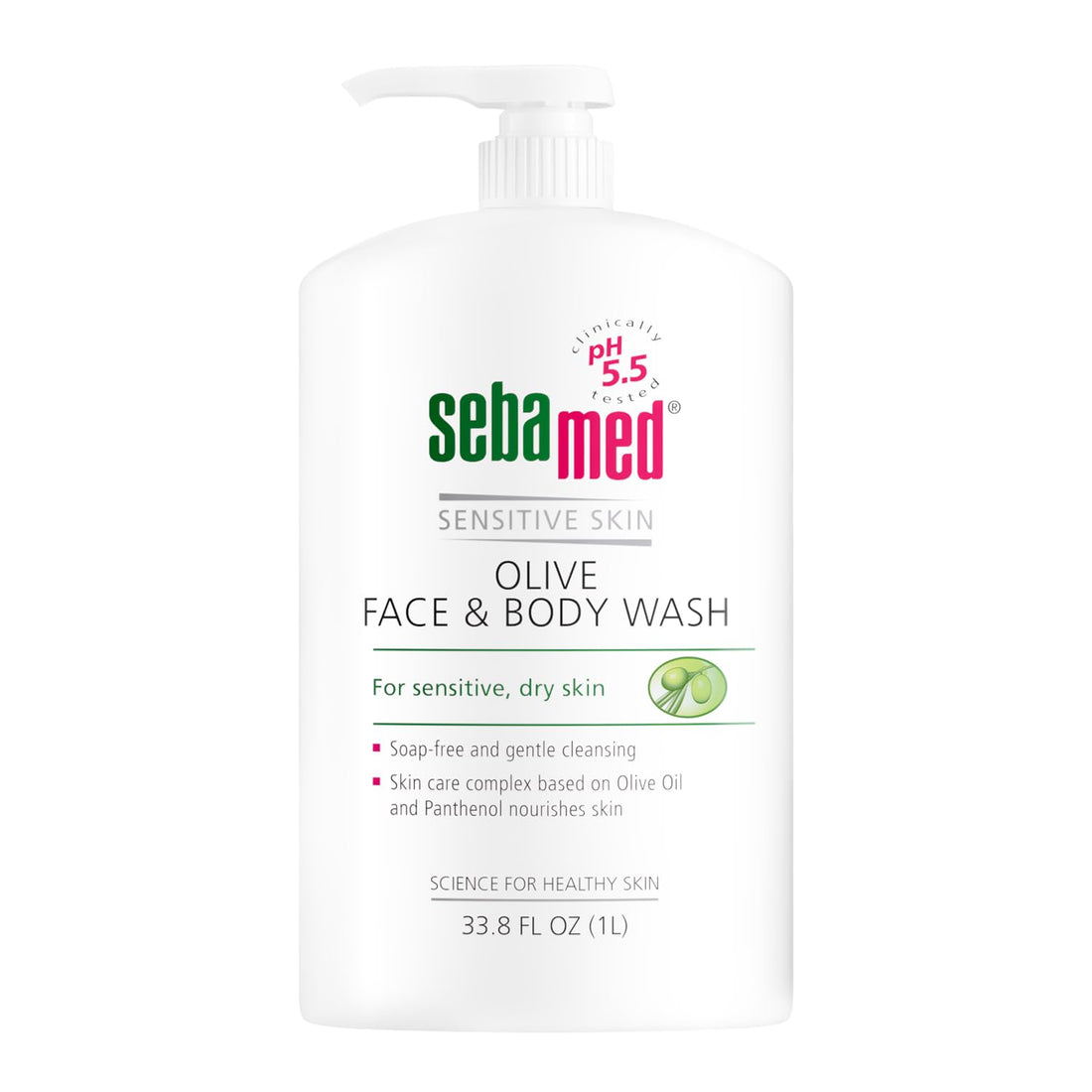 Sebamed Olive Liquid Face and Body Wash, for Sensitive Skin 33.8-Fluid Ounces Bottle (1 Liter)