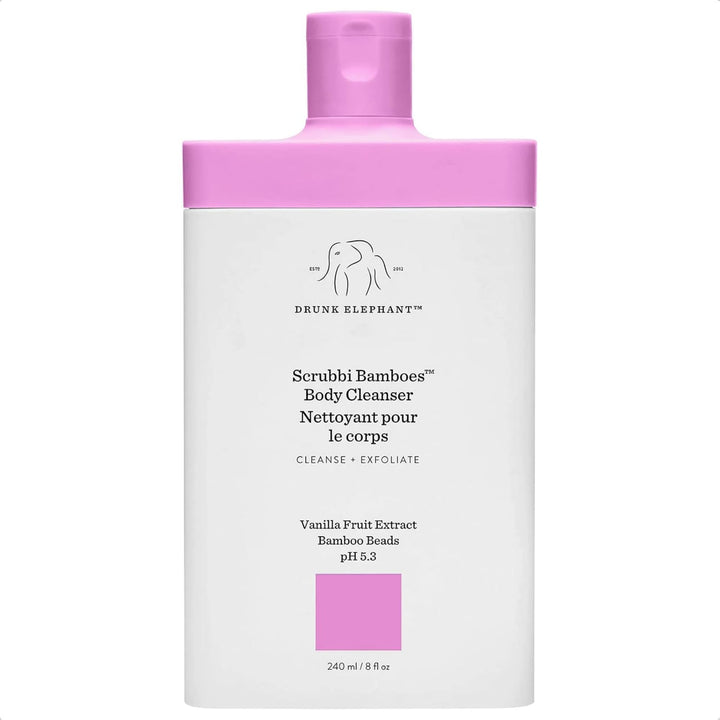 Drunk Elephant Scrubbi Bamboes Body Cleanser - 240 ml/8 fl oz - Sulfate-Free Body Scrub Wash - Clean Clinical Skincare - Cruelty-Free - Dermatologist Tested - Free of Essential Oils, Silicones, SLS