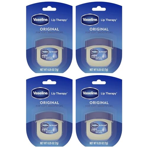 Vaseline Lip Therapy Original 4-Pack – Moisturizing Lip Balm for Very Dry Lips in Mini Jars, 0.25 Oz Ea