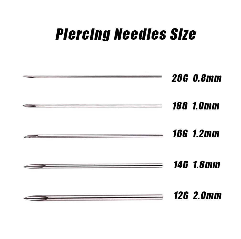 Peslief Piercing Needles, 100Pcs 14G Stainless Steel, Professional Piercing Needles for Body Ear Navel Nose Lip Nipple
