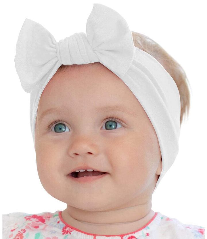 BABYGIZ Baby Girl Headbands-Infant,Toddler Cotton Handmade Hairbands with Bows Child Hair Accessories (White)