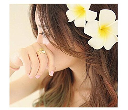 12PCS Women Girls 2.36 Hawaiian Hawaii Bohemia Style Plumeria Foam Flower Hair Clips Decoration Hair Barrette Hairpin For Bridal Wedding Party Beach Holiday (Yellow)