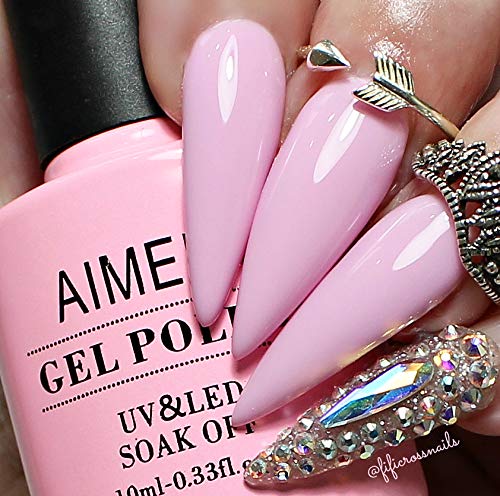 AIMEILI Soak Off U V LED Hema Free Pink Gel Nail Polish - Cake Pop (019) 10ml