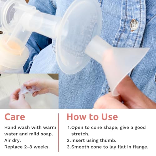 BeauGen Breast Pump Cushion – Soft Stretchy Clear Plastic Insert for Flange Comfort, Fit - Breastfeeding Essential - BPA Free, Food Safe – Fits 21mm, 22mm, 23mm, 24mm, 25mm, 26mm, 27mm, 28mm (1 Pair)