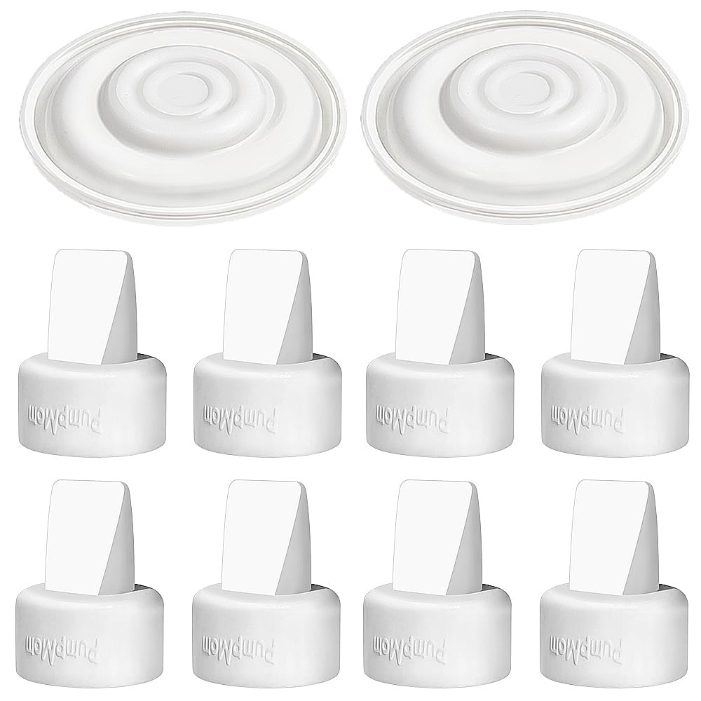 PumpMom-us Breast Pump Parts, 8 Duckbill Valves and 2 Silicone Membrane for Spectra S2, S1 and 9 Plus Breastpumps, Compatible with Spectra Valves and Silicone Diaphragm