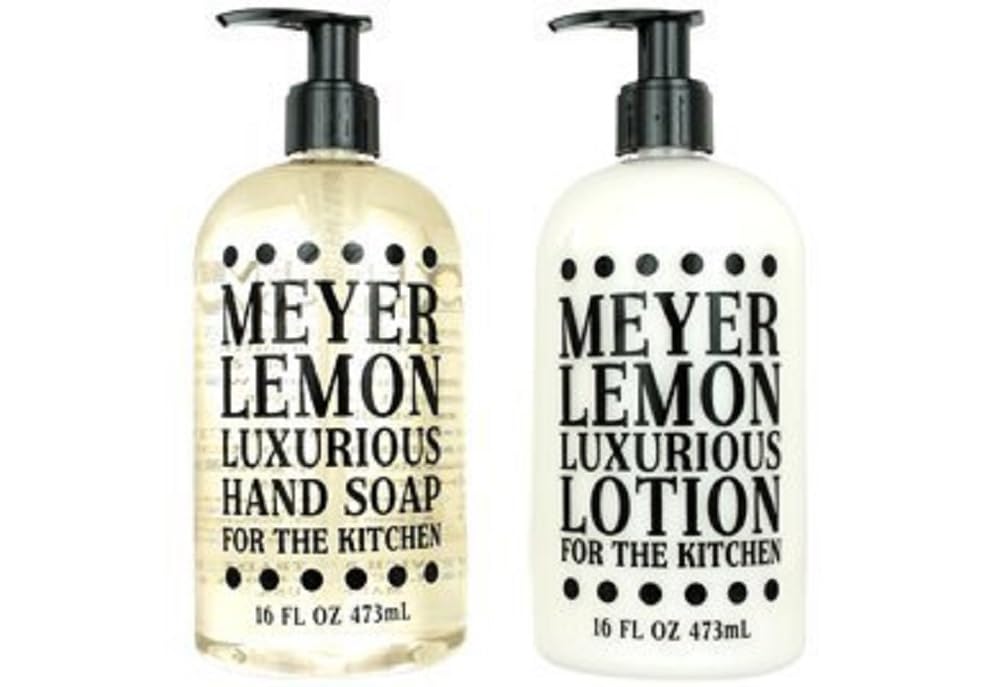 Greenwich Bay Trading Company Kitchen Collection Bundle: Meyer Lemon - 16 Ounce Shea Butter Lotion & 16 Ounce Hand Soap
