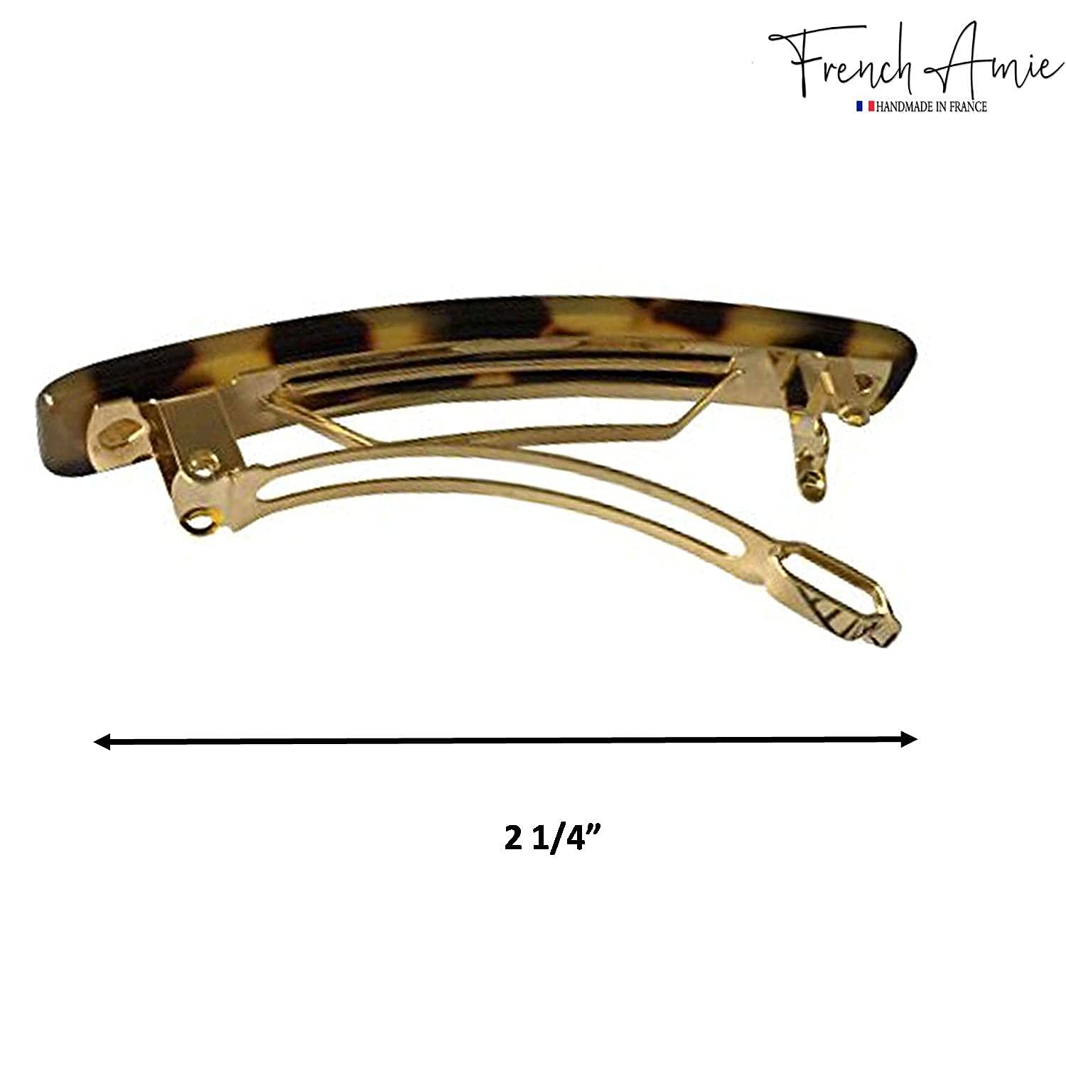 French Amie Small 2 1/4 Inches Tokyo Celluloid Handmade Automatic Hair Clip Hair Barrette - (Tokyo)