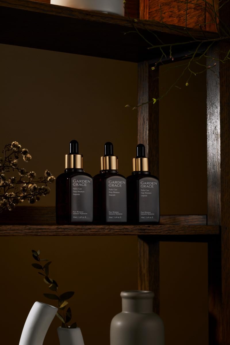 GARDENGRACE Hydra Care Deep Moisture Ampoule(serum) 50ml, 1.69 fl.oz, Rich Natural Korean Skincare for an Even Skin Tone. Aloe vera leaf water instead of purified water(70.26%)