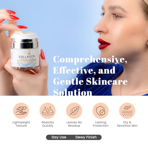 Face Moisturizer with SPF | Retinol Cream for Face | Age-Defying, Lift & Firm Cream | Face Lift & Repair | Collagen | Retinol | Skincare | Face Moisturizer with Sunscreen | Instant Hydration | 1.7oz