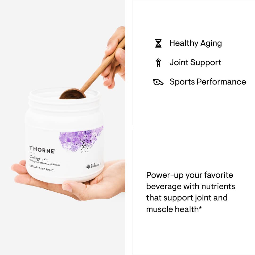 THORNE Collagen Fit - Unflavored Collagen Peptides Powder with Nicotinamide Riboside -15g of Collagen Peptides and 14g Protein per Serving - NSF Certified for Sport - 17.8 Oz - 30 Servings