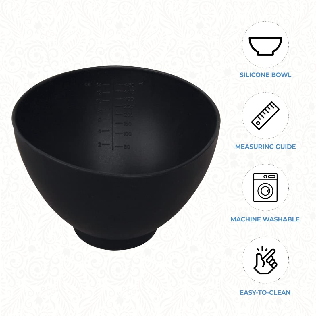 ForPro Silicone Mixing Bowl, Black, Flexible, Odorless, for Mixing Facials, Massage, Body & Other Products, 14 oz