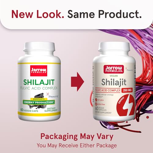 Jarrow Formulas Shilajit 250 mg, Dietary Supplement, Shilajit Acid Complex for Cellular Energy Production, 60 Veggie Capsules, 60 Day Supply (Pack of 12)