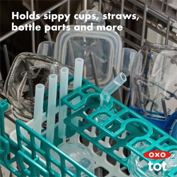 OXO Tot Dishwasher Basket for Bottle Parts & Accessories, Teal, 1 Count (Pack of 1)