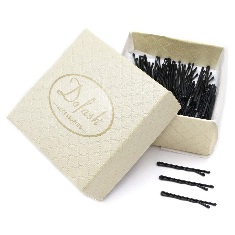 Dofash 100Pcs Bobby Pins Hair Pins Steel Hair Clips 3.5Cm/1.38 Hair Accessories With Gift Box For Girls (Black)