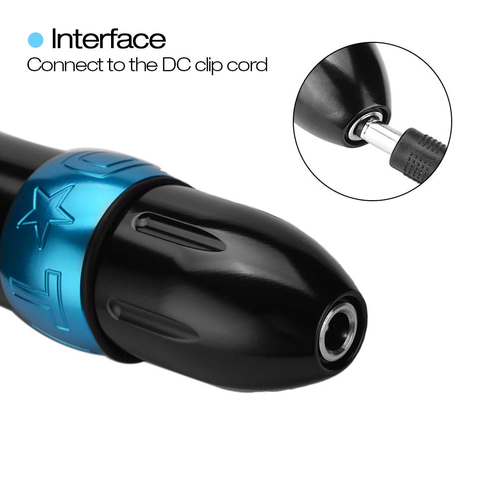 Rotary Tattoo Pen Machine, ATOMUS Tattoo Short Pen Style Cartridge Machine Gun Liner Shader with DC Cord 9000r/m Coreless Motor Aluminum Alloy Frame Tattoo Machine (Blue)