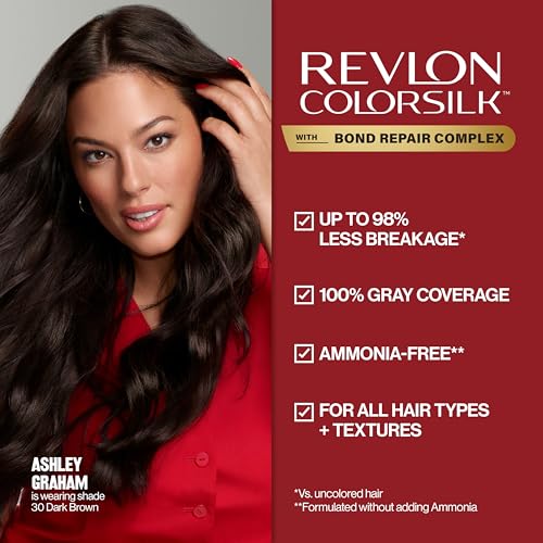 Revlon ColorSilk with Bond Repair Complex, Brown Permanent Hair Color, 100% Gray Coverage, Ammonia Free Hair Dye, Vegan Keratin, 51 Light Brown (Pack of 3)